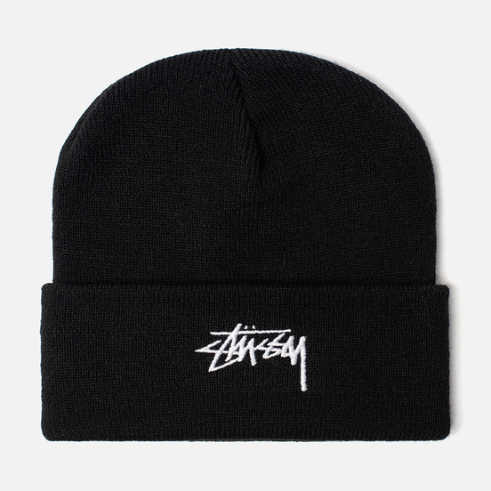 Шапка Stussy Stock Cuff Embroidered Logo Black