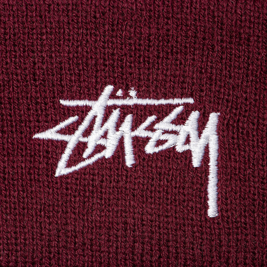 Шапка Stussy Stock Cuff Embroidered Logo Burgundy