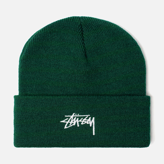 Шапка Stussy Stock Cuff Embroidered Logo Forest