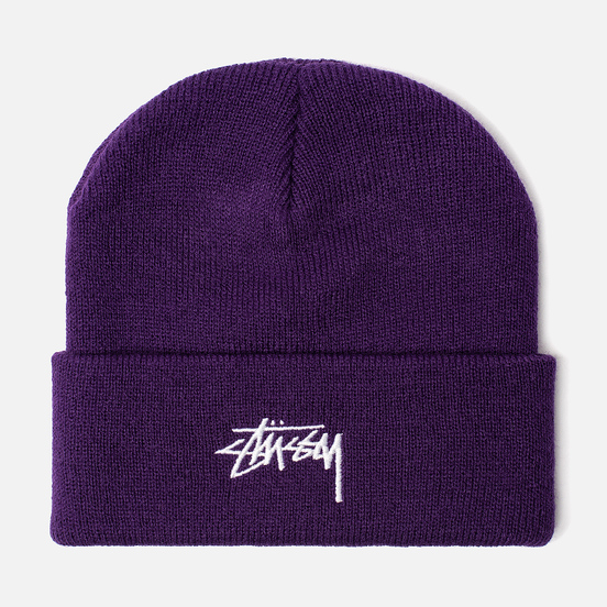 Шапка Stussy Stock Cuff Embroidered Logo Purple