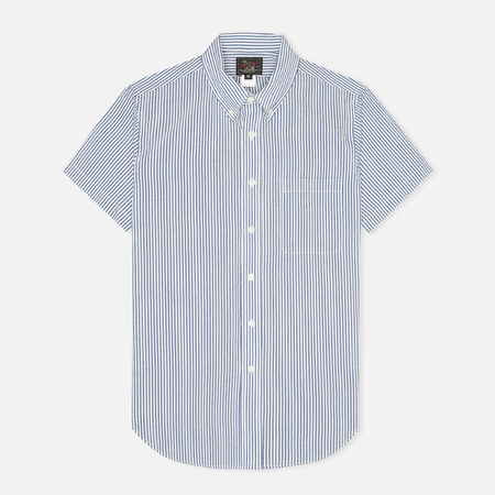 Мужская рубашка Woolrich Woolen Mills Seersucker Button Down SS Navy