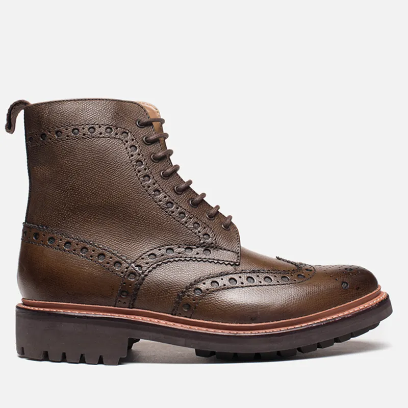 Grenson Мужские ботинки Fred Commando Sole Brogue Derby Boot Calf Grain