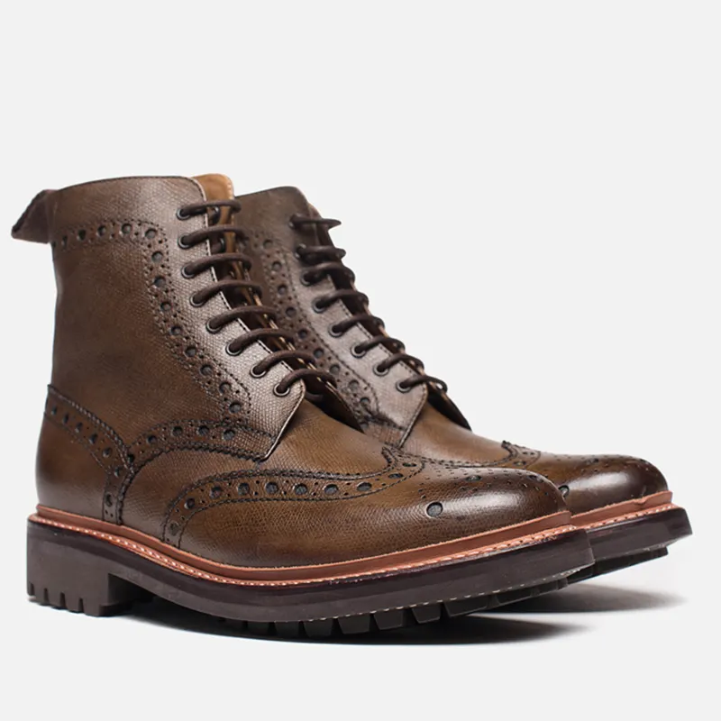 Grenson Мужские ботинки Fred Commando Sole Brogue Derby Boot Calf Grain