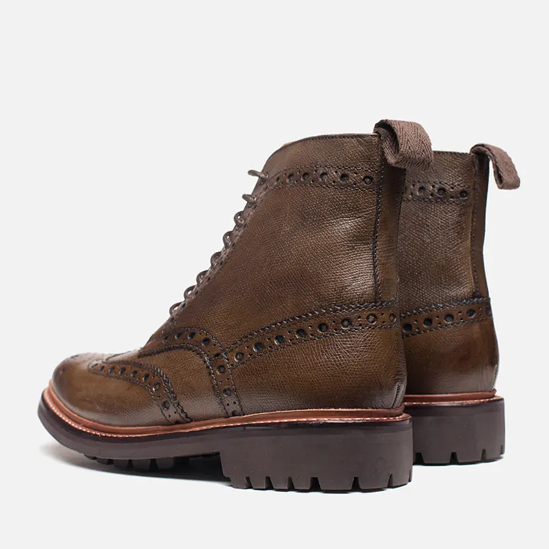 Grenson Мужские ботинки Fred Commando Sole Brogue Derby Boot Calf Grain