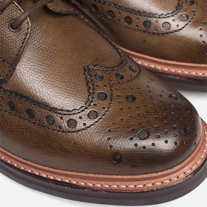 Grenson Мужские ботинки Fred Commando Sole Brogue Derby Boot Calf Grain