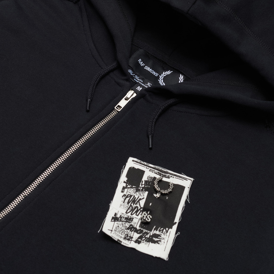 Мужская толстовка Fred Perry x Raf Simons Printed Patch Zip Hoodie Black