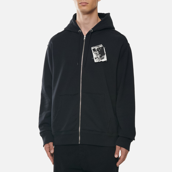 Мужская толстовка Fred Perry x Raf Simons Printed Patch Zip Hoodie Black