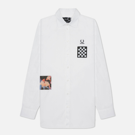 Мужская рубашка Fred Perry x Raf Simons Oversized Printed Patch, цвет белый, размер L