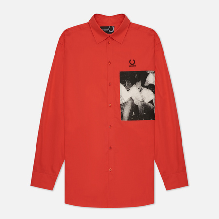 Мужская рубашка Fred Perry x Raf Simons Oversized Printed Patch, цвет красный, размер S