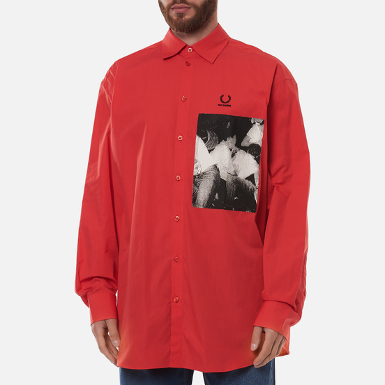 Мужская рубашка Fred Perry x Raf Simons Oversized Printed Patch Lipstick Red