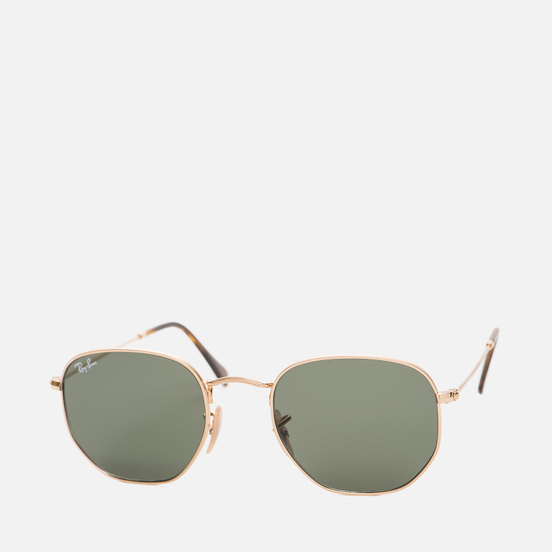 Солнцезащитные очки Ray-Ban Hexagonal Flat Lenses Polished Gold/Green Classic G-15