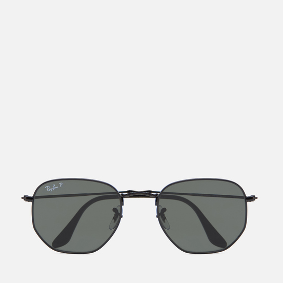 Солнцезащитные очки Ray-Ban Hexagonal Flat Lenses Polished Black/Polarized Green Classic G-15
