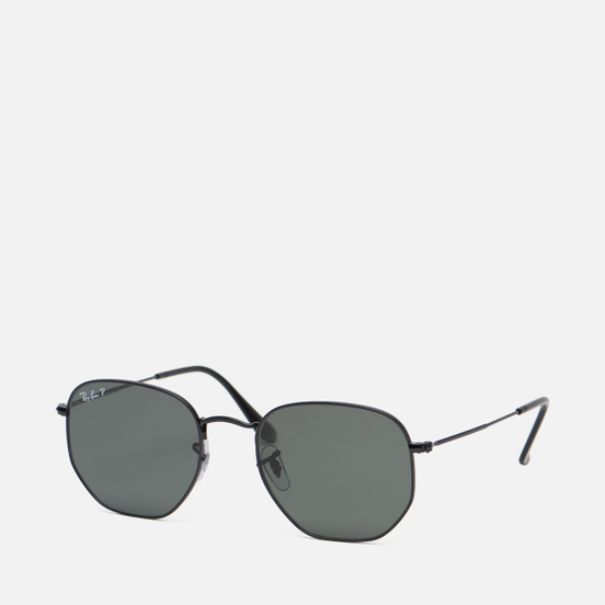 Солнцезащитные очки Ray-Ban Hexagonal Flat Lenses Polished Black/Polarized Green Classic G-15