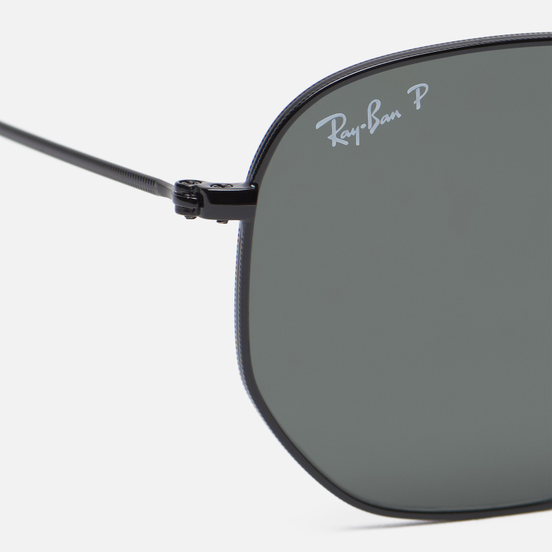 Солнцезащитные очки Ray-Ban Hexagonal Flat Lenses Polished Black/Polarized Green Classic G-15