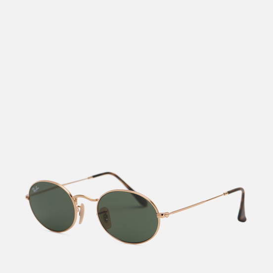 Солнцезащитные очки Ray-Ban Oval Flat Lenses Polished Gold/Green Classic G-15