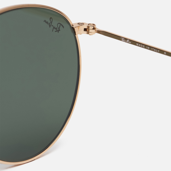 Солнцезащитные очки Ray-Ban Round Flat Lenses Polished Gold/Green Classic G-15