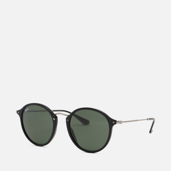Солнцезащитные очки Ray-Ban Round Fleck Polished Black/Silver/Green Classic G-15