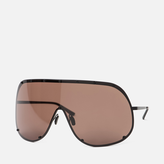 Солнцезащитные очки Rick Owens Shield Black Temple/Brown Lens