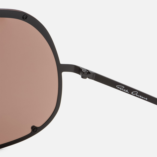 Солнцезащитные очки Rick Owens Shield Black Temple/Brown Lens