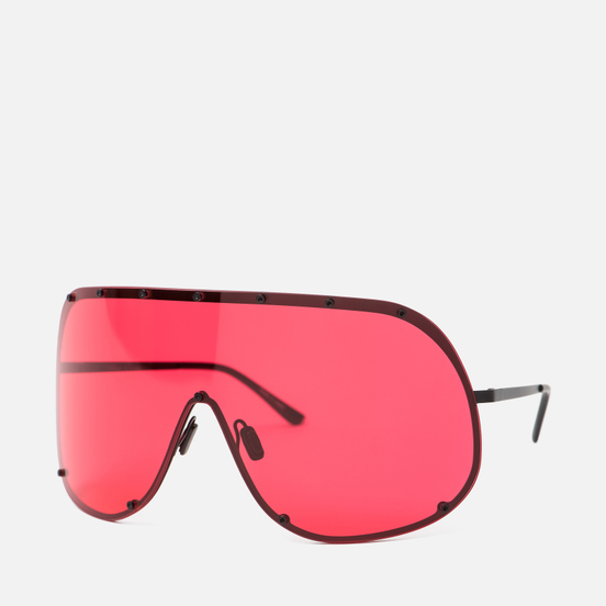 Солнцезащитные очки Rick Owens Shield Black Temple/Red Lens