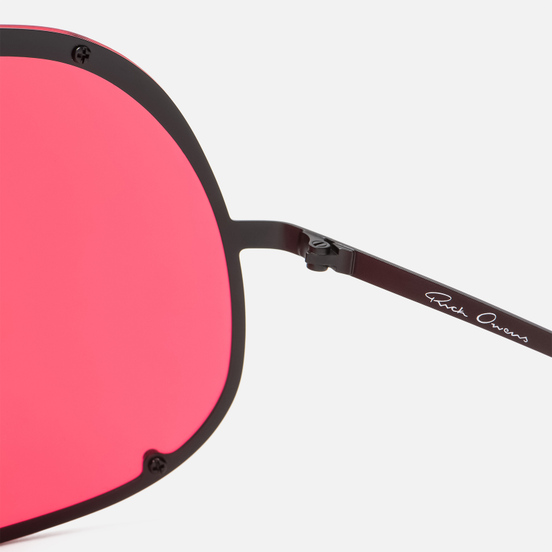 Солнцезащитные очки Rick Owens Shield Black Temple/Red Lens