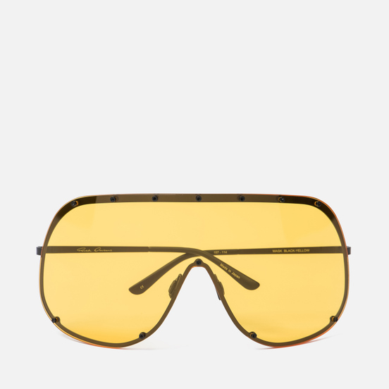 Солнцезащитные очки Rick Owens Shield Black Temple/Yellow Lens
