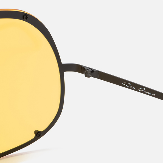 Солнцезащитные очки Rick Owens Shield Black Temple/Yellow Lens
