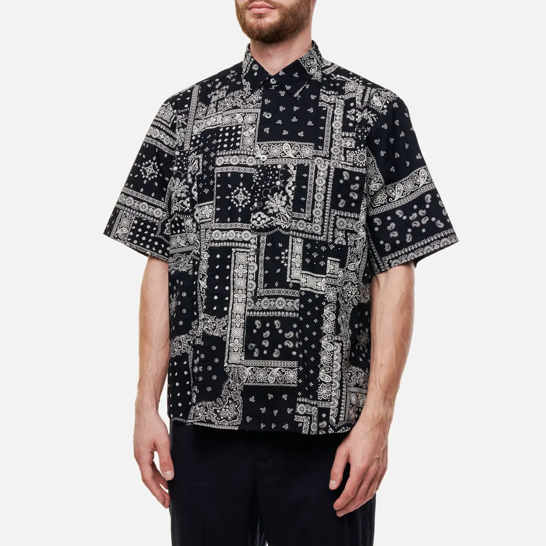 SOPHNET. Мужская рубашка Baggy Vertical Paneled Regular Collar