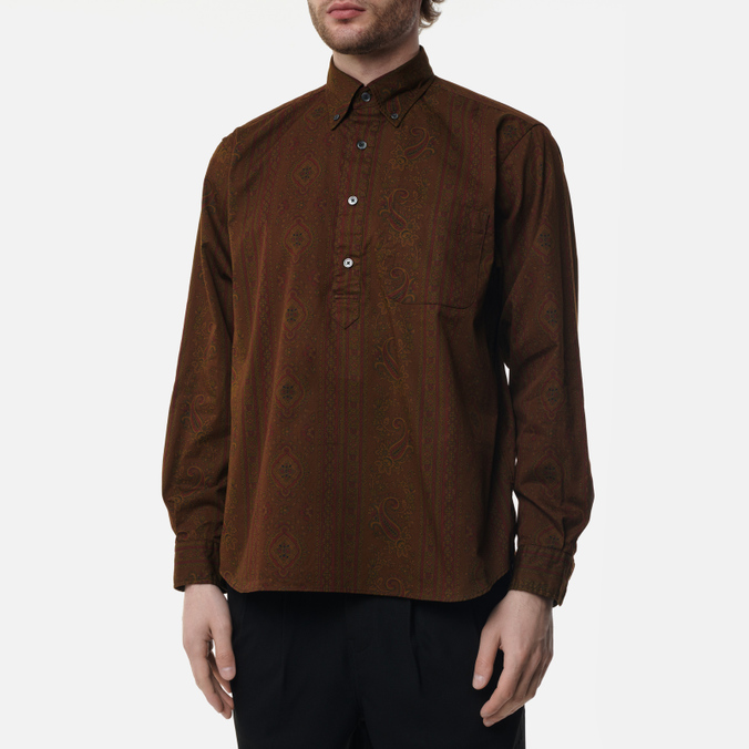 Мужская рубашка SOPHNET, цвет коричневый, размер S SOPH-220059-BROWN Paisley Big Pullover B.D. - фото 3