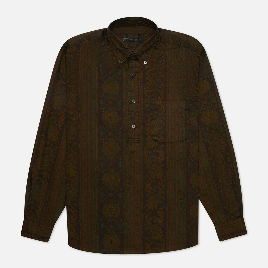 SOPHNET. Мужская рубашка Paisley Big Pullover B.D.