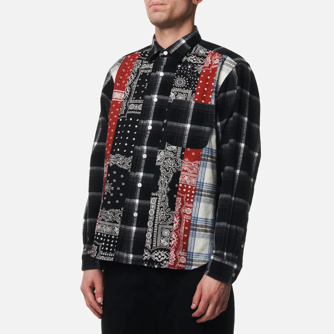 SOPHNET. Мужская рубашка Vertical Paneled Regular Collar Big