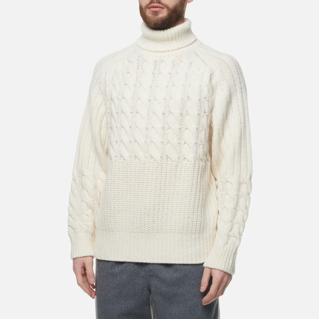 SOPHNET. Мужской свитер Cable Mix Turtle Neck