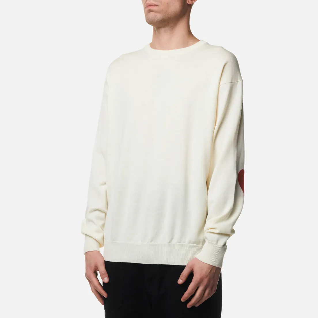 SOPHNET. Мужской свитер Heart Elbow Pattern Crew Neck