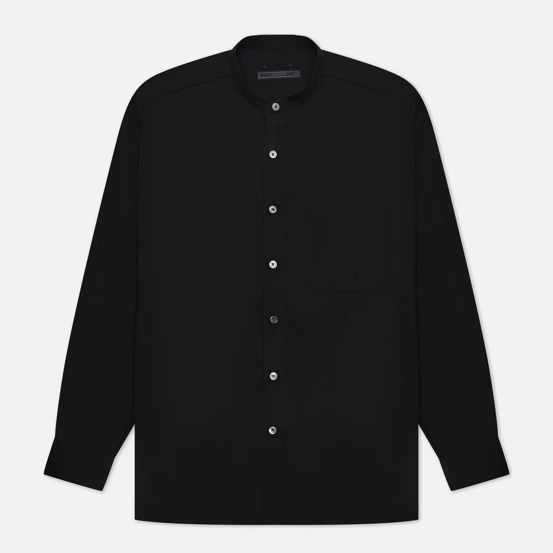SOPHNET. Мужская рубашка Super Black Wool Band Collar Big