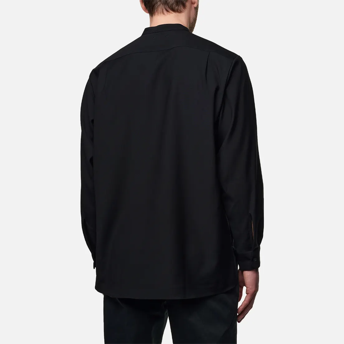SOPHNET. Мужская рубашка Super Black Wool Band Collar Big