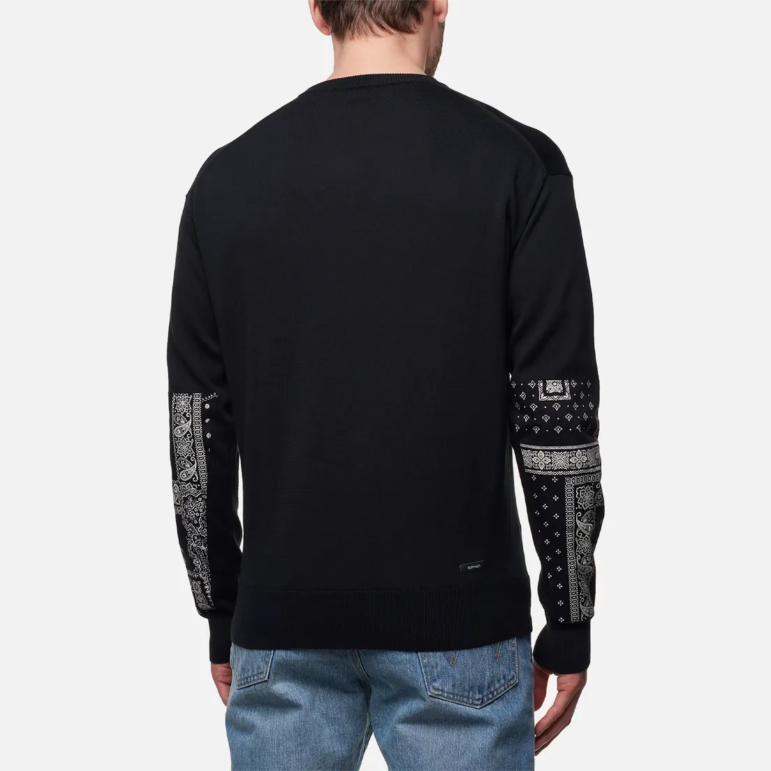 SOPHNET. Мужской свитер Bandana Sleeve Patched Crew Neck