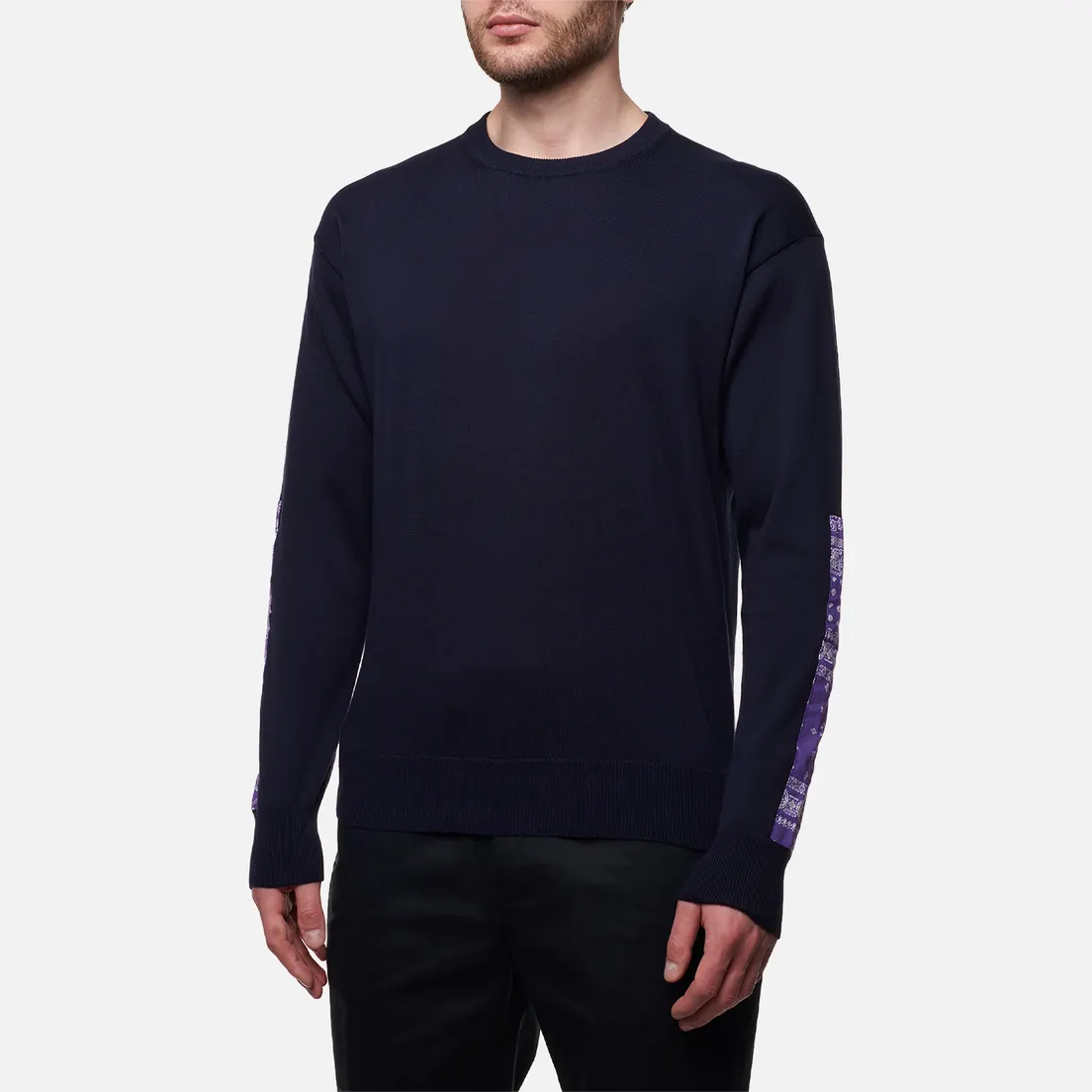 SOPHNET. Мужской свитер Bandana Sleeve Patched Crew Neck