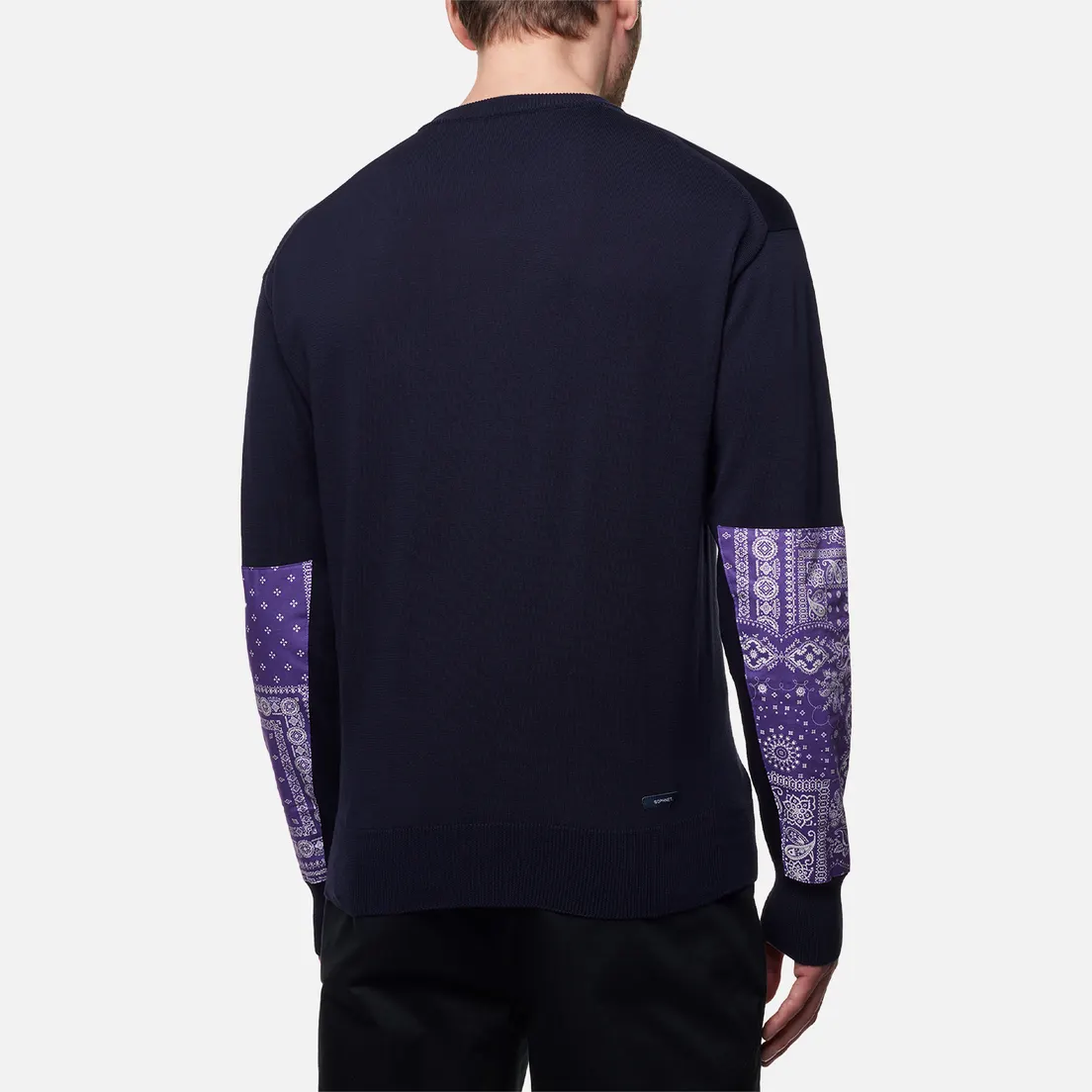 SOPHNET. Мужской свитер Bandana Sleeve Patched Crew Neck