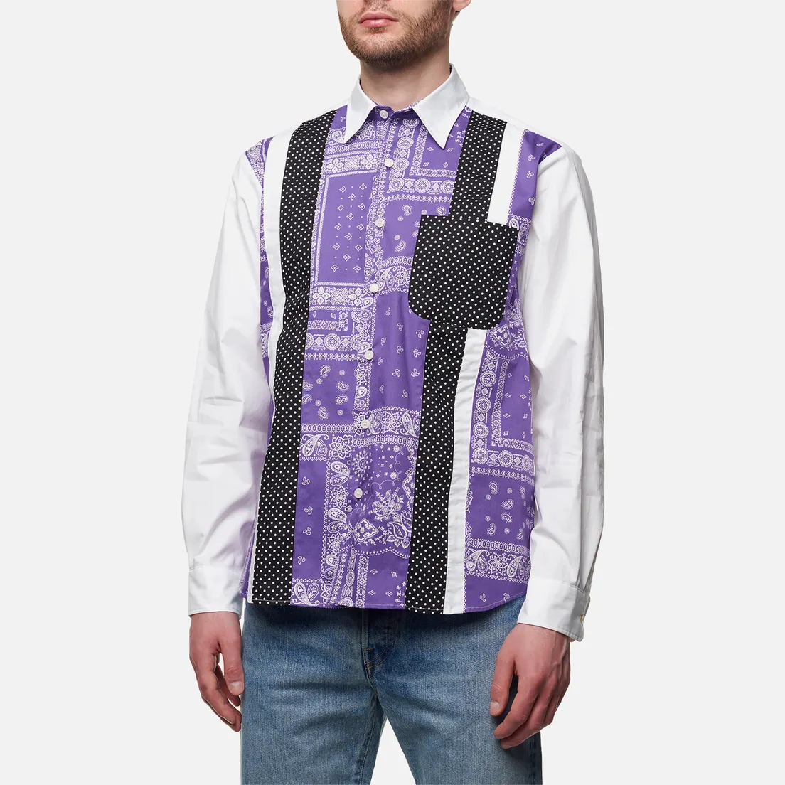 SOPHNET. Мужская рубашка Vertical Paneled Big
