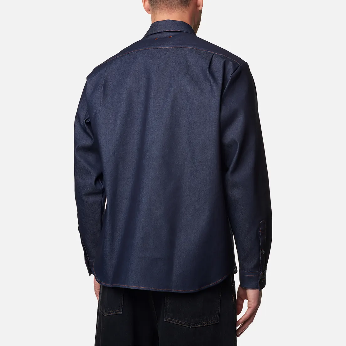 SOPHNET. Мужская рубашка Regular Collar Big Coolmax 10.3 Oz Denim