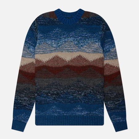 фото Мужской свитер sophnet. abstract crew neck, цвет синий, размер s