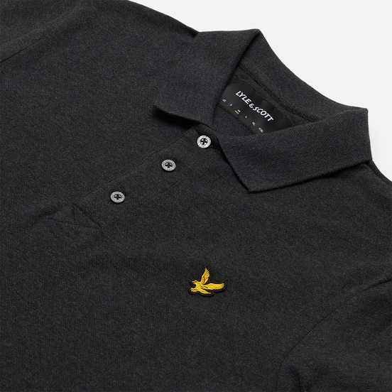 Мужское поло Lyle & Scott Plain Pique Jersey Regular Fit Charcoal Marl
