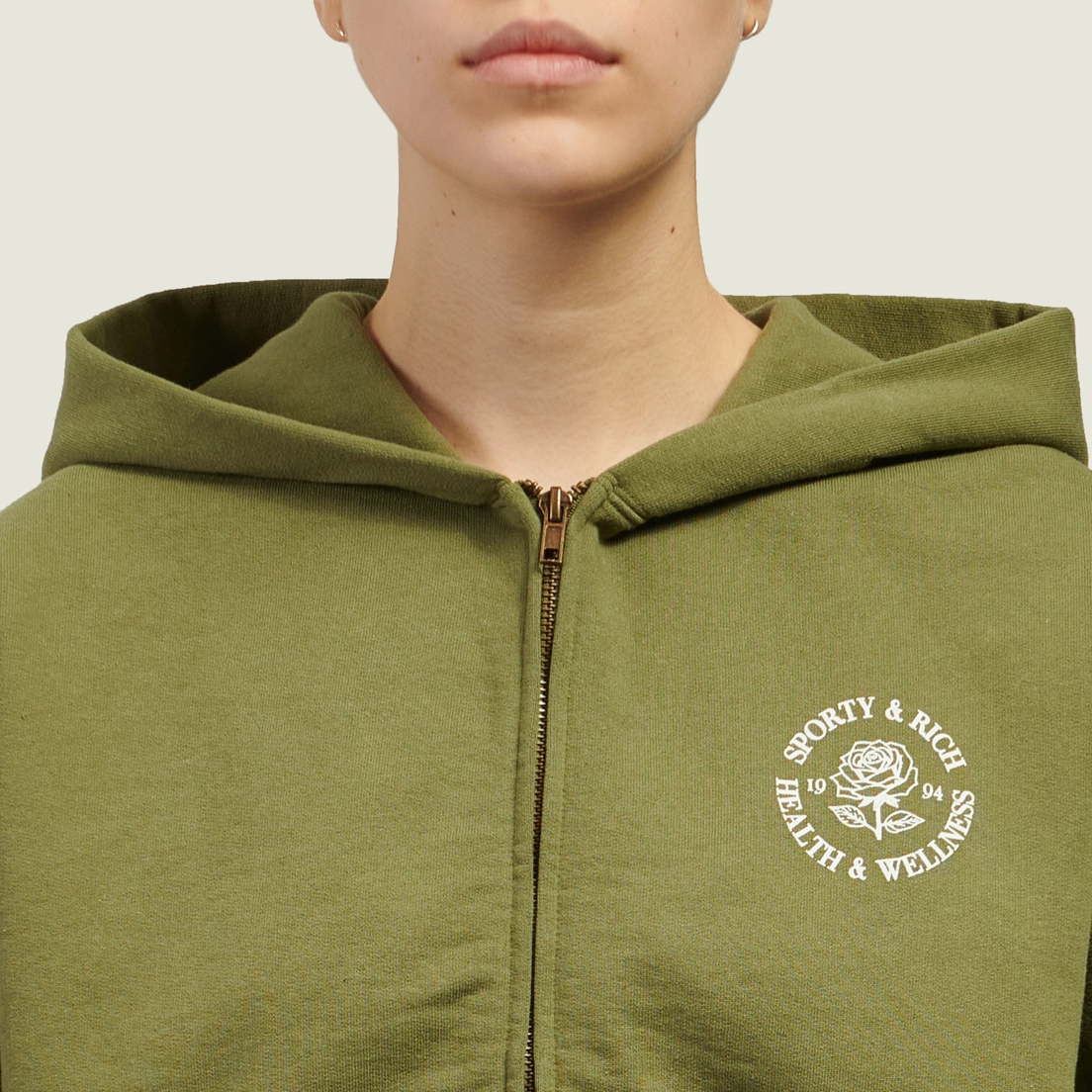 Sporty & Rich Женская толстовка 94 Rose Cropped Zipped Hoodie