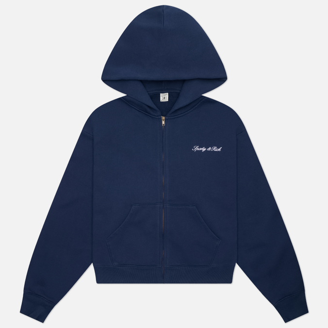 Мужская толстовка Sporty & Rich Signature Logo Embroidered Zip Hoodie