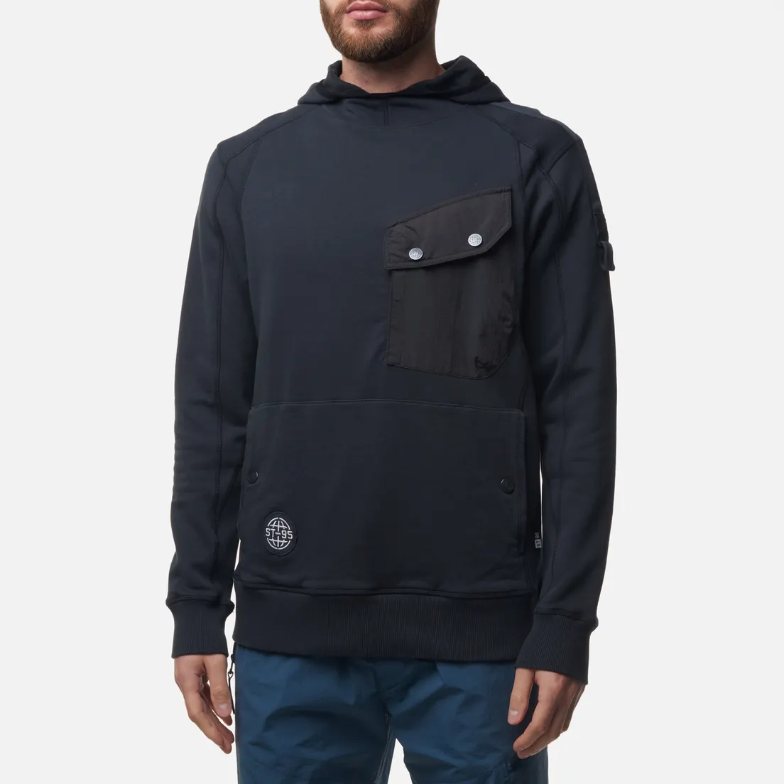 ST-95 Мужская толстовка Globe Pocket Logo Patch Hoodie