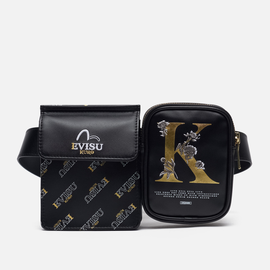 Сумка на пояс Evisu Evisukuro K & Monogram All Over Black