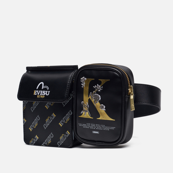 Сумка на пояс Evisu Evisukuro K & Monogram All Over Black