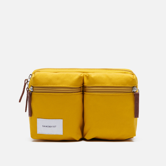 Сумка на пояс Sandqvist Paul 2L Yellow/Cognac Brown Leather