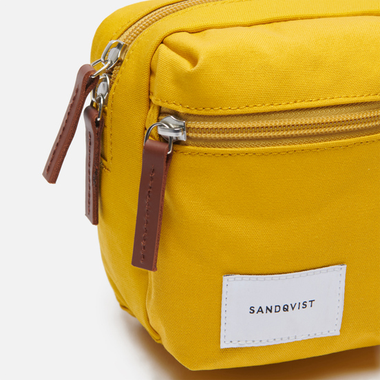 Сумка на пояс Sandqvist Paul 2L Yellow/Cognac Brown Leather
