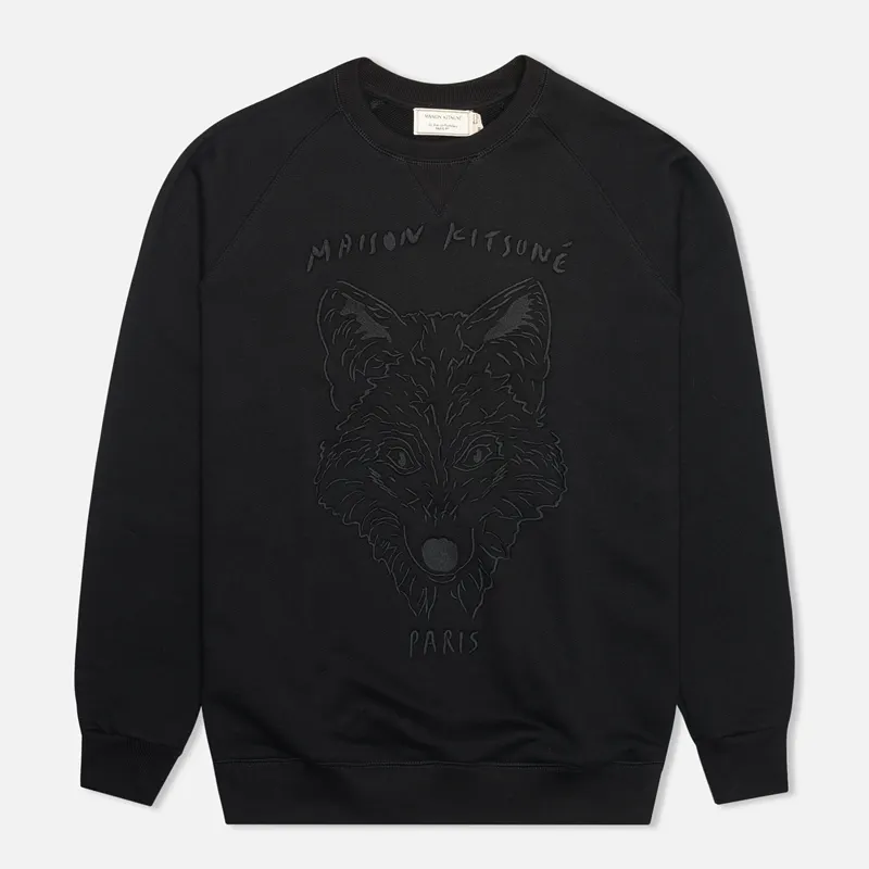 Maison Kitsune Мужская толстовка Crew Neck 3D Fox Embroidery